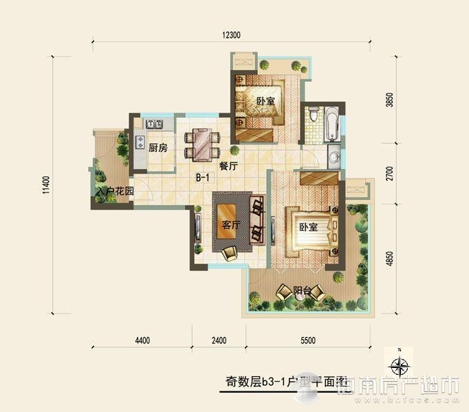 鲁能美丽五区二期  2室1厅1卫   350.00万客厅