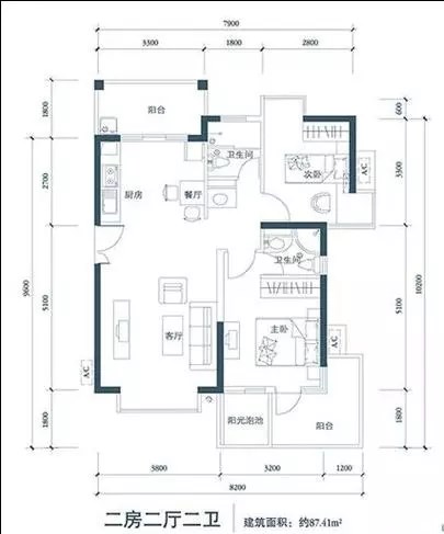 凤凰水城  2室2厅2卫   275.00万客厅