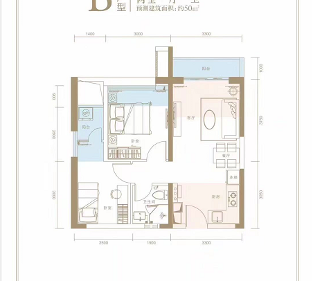 依山云锦  2室2厅1卫   220.00万客厅