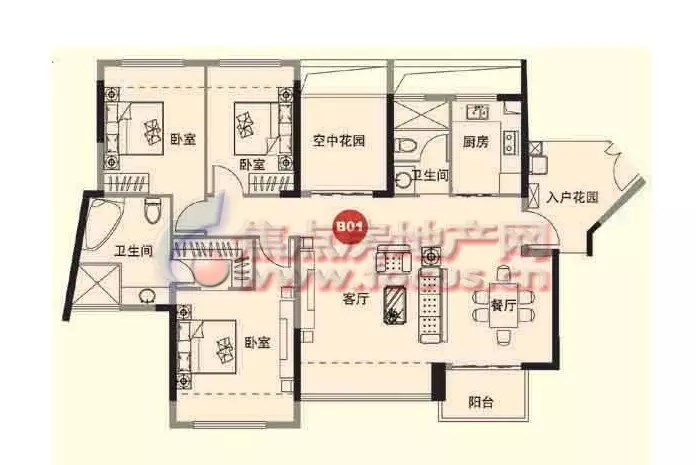 卓达东方巴哈马三期自由港湾  4室2厅3卫   430.00万客厅