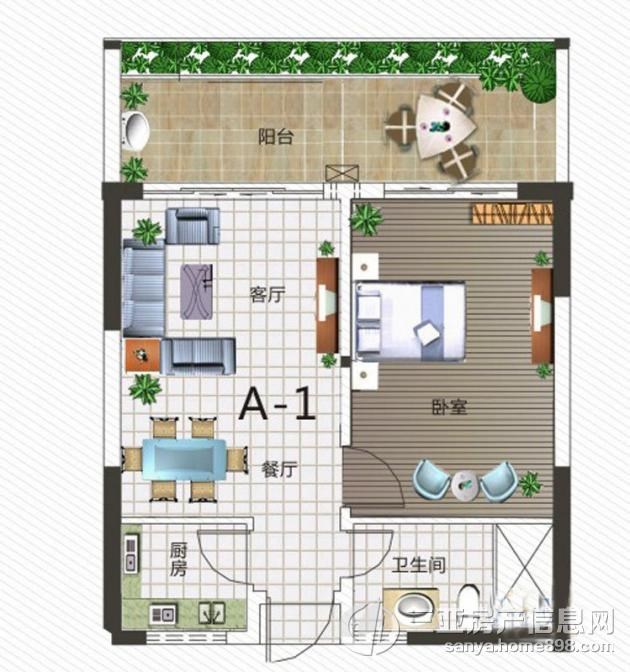 碧海蓝天  1室1厅1卫   252.00万客厅