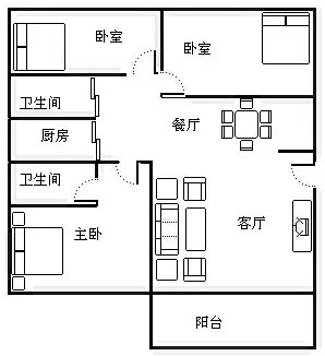 汇润花园  1室1厅1卫   114.00万客厅