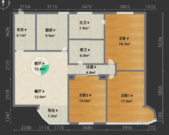 美和家园  3室2厅2卫   325.00万