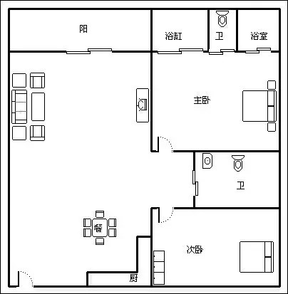 凤凰水城南岸  2室2厅2卫   280.00万客厅