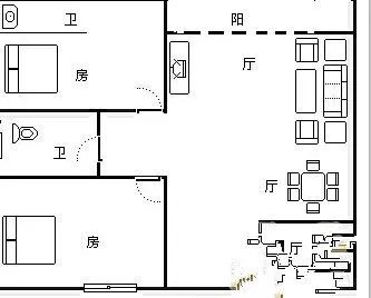 双海湾（半山半岛）二期  2室2厅2卫   590.00万客厅