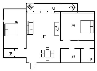 阳光名邸  2室2厅2卫   3000.00元/月室内图