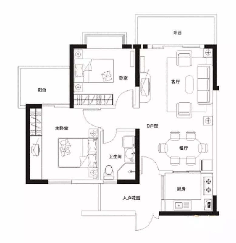 天泽湖畔  2室2厅1卫   285.00万客厅