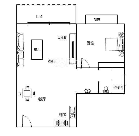 丽冠雅居  1室1厅1卫   230.00万客厅