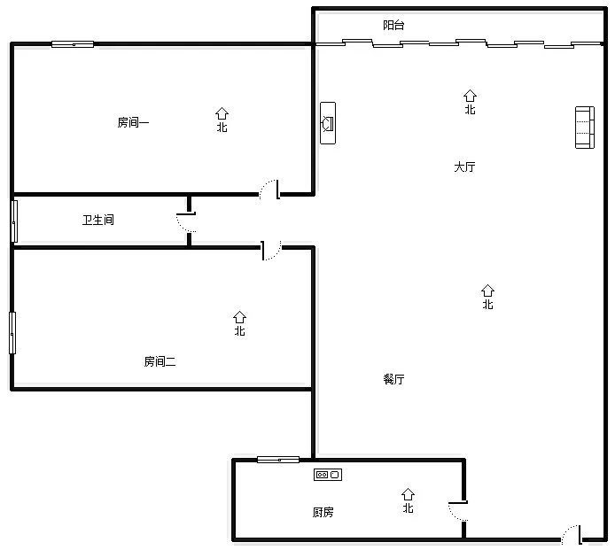 丽园春晓  2室2厅1卫   200.00万客厅