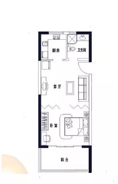 美丽新海岸  1室1厅1卫   150.00万客厅