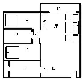 天泽湖畔  2室2厅1卫   280.00万客厅