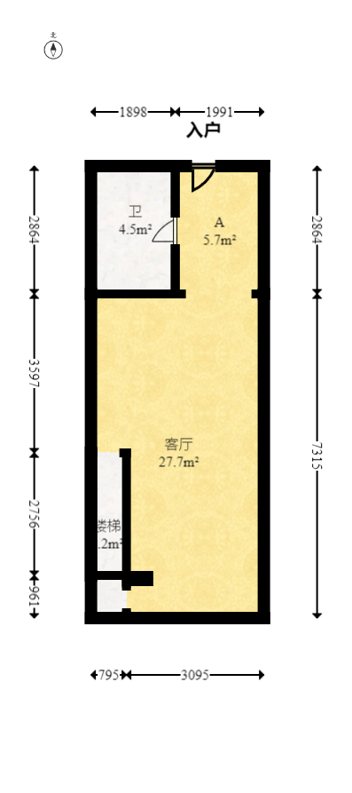 融圣国际  1室1厅1卫    46.0万室内图1