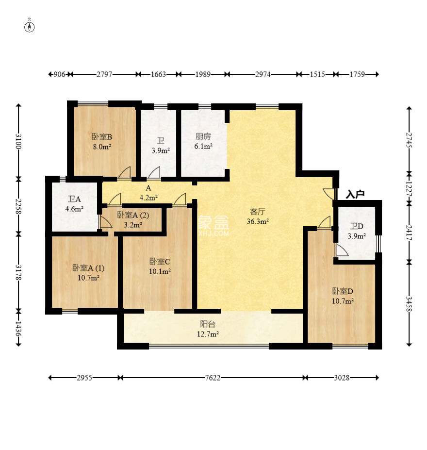 中建梅溪湖中心  4室2厅2卫   296.80万