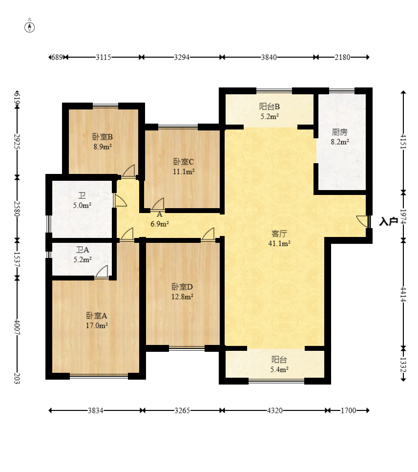 金茂梅溪湖  4室2厅2卫    237.5万 金茂梅溪湖  4室2厅2卫    237.5万户型图