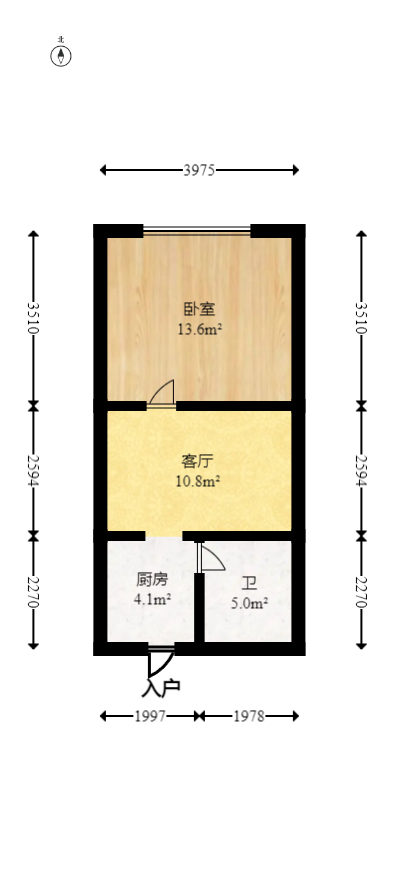 知微园  1室1厅1卫   19.50万室内图1