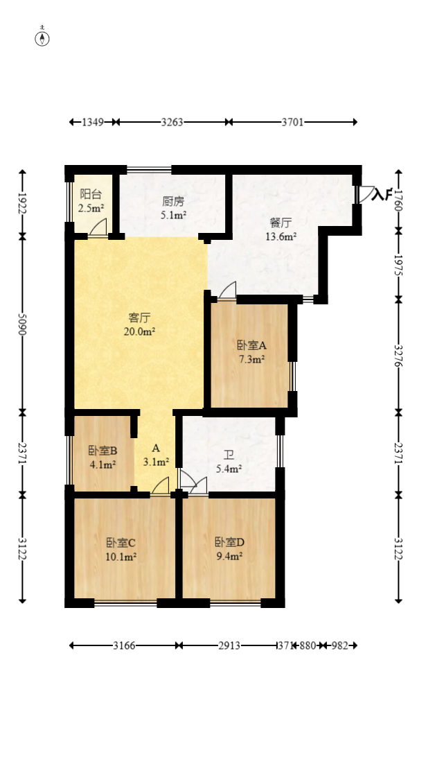 宜家湘颂（景致雅苑）  3室2厅1卫   99.00万室内图1