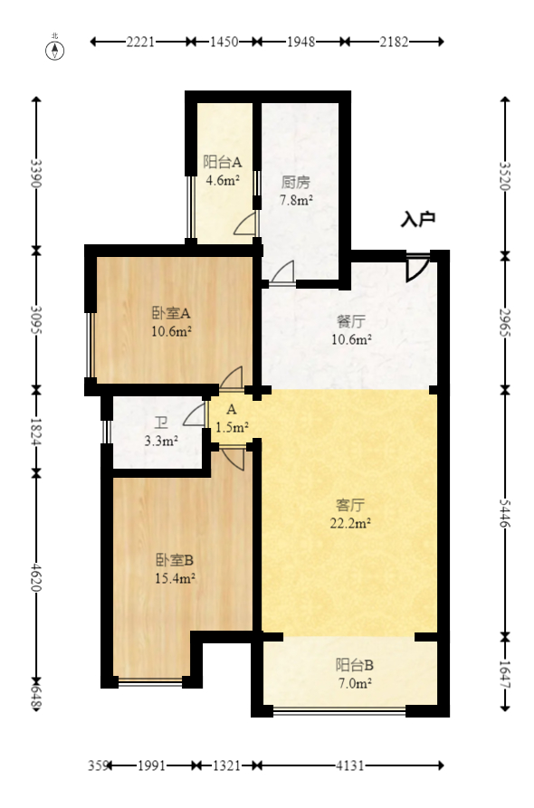 南郡明珠  2室2厅1卫   36.80万室内图1