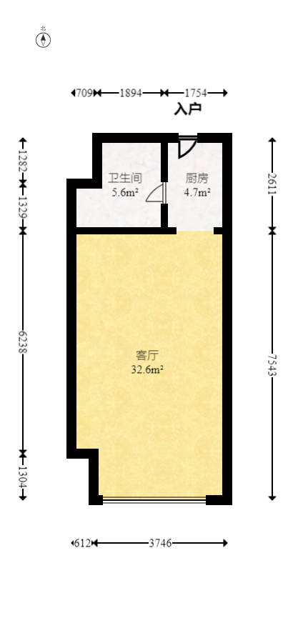 东方美地  1室1厅1卫   25.80万室内图1