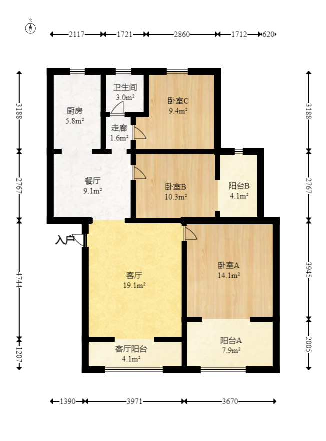 韶峰星苑（韶峰尚南UP公寓）  3室2厅1卫   50.00万室内图1