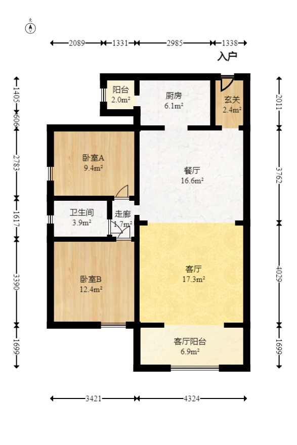 保利花园  2室1厅1卫   72.00万室内图1