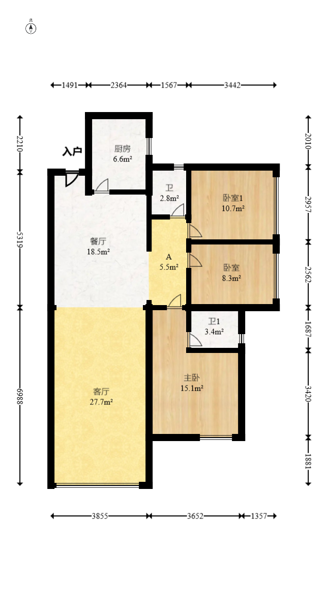 荣盛花语城 3室2厅2卫 85.8万 荣盛花语城 3室2厅2卫 85.8万户型图