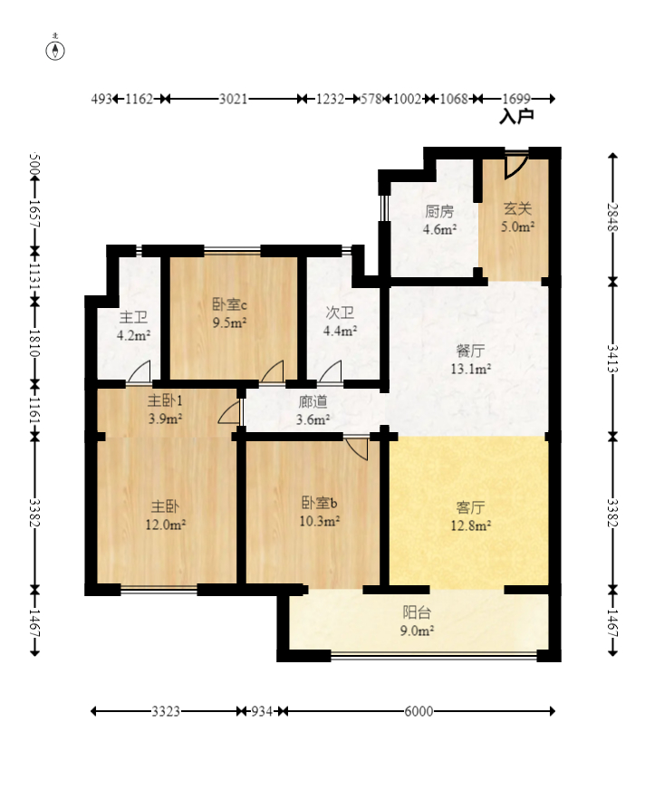 梅溪悦章  3室2厅2卫   157.00万室内图1