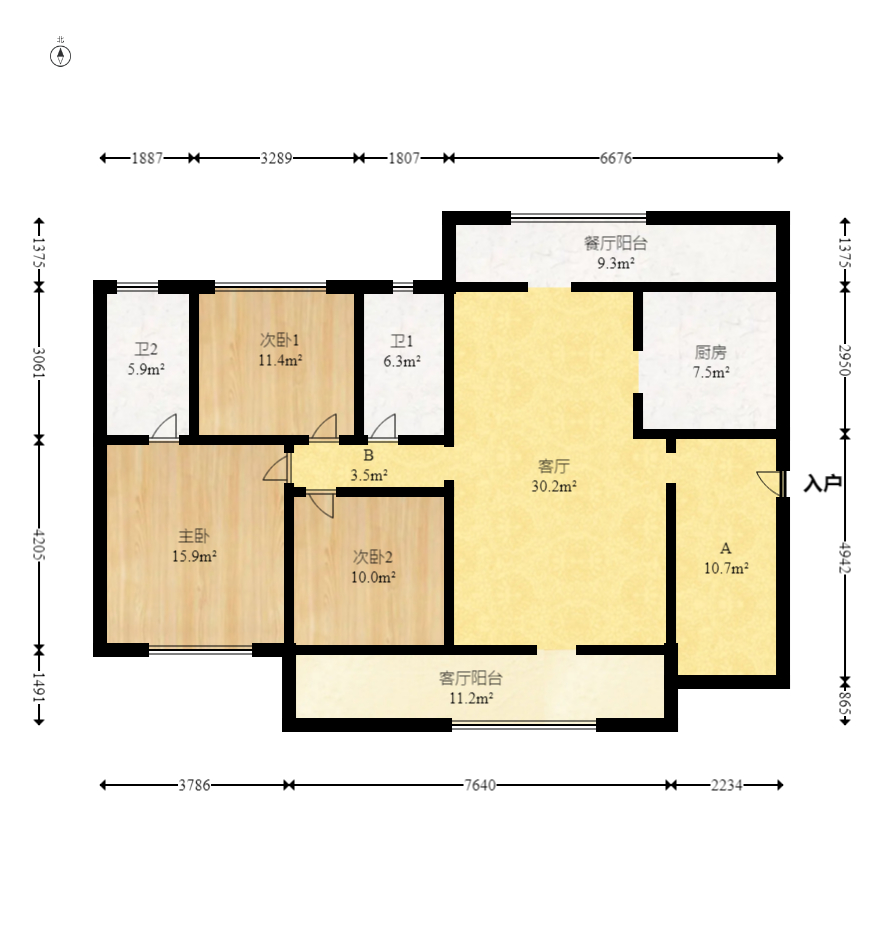 恒基凯旋门一二期  4室2厅2卫    130.0万 恒基凯旋门一二期  4室2厅2卫    130.0万户型图