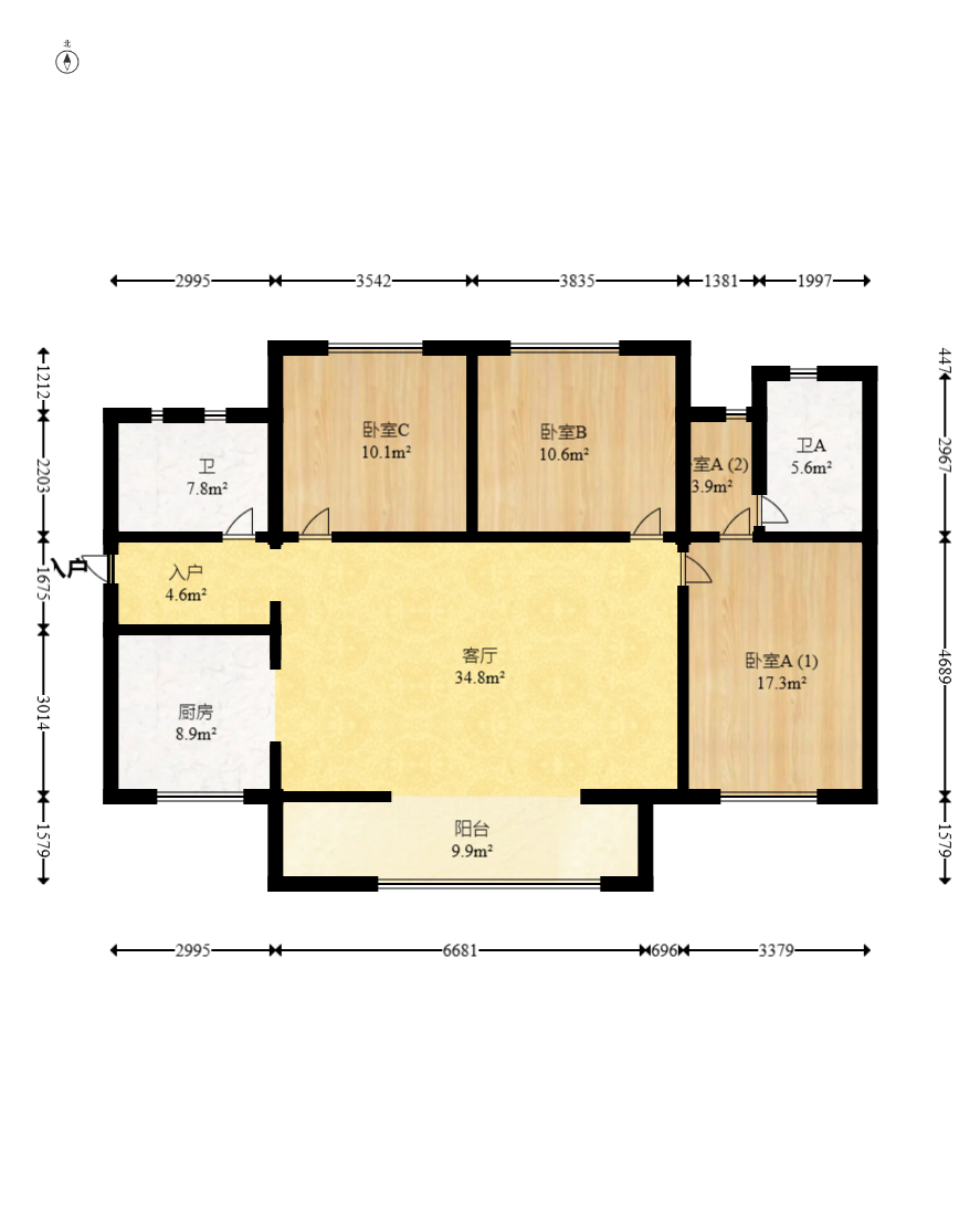 万科里梅溪郡 3室2厅2卫 208.0万 万科里梅溪郡 3室2厅2卫 208.0万户型图