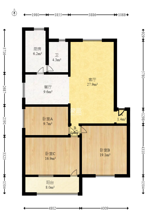 湖南六建伍家?guī)X小區(qū)  3室2廳1衛(wèi)   66.00萬