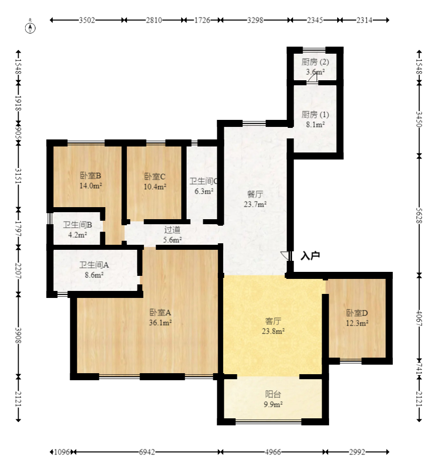 中建梅溪湖中心  5室2厅3卫    387.97万室内图1