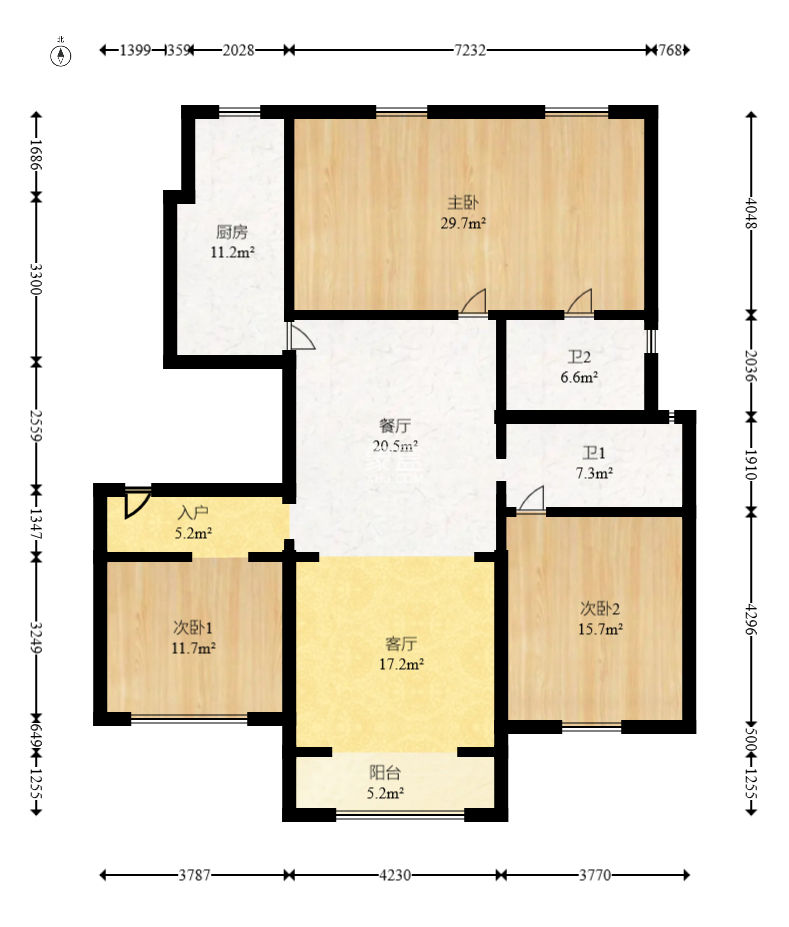 湘江北尚  3室2厅2卫   148.00万