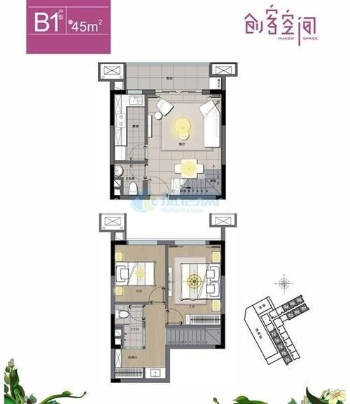 万科湖畔二期  2室1厅2卫   168.00万客厅