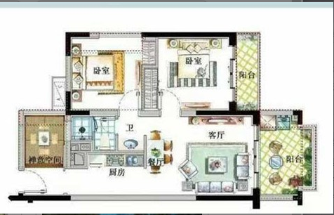 鸿坤山海墅  3室2厅1卫   220.00万客厅