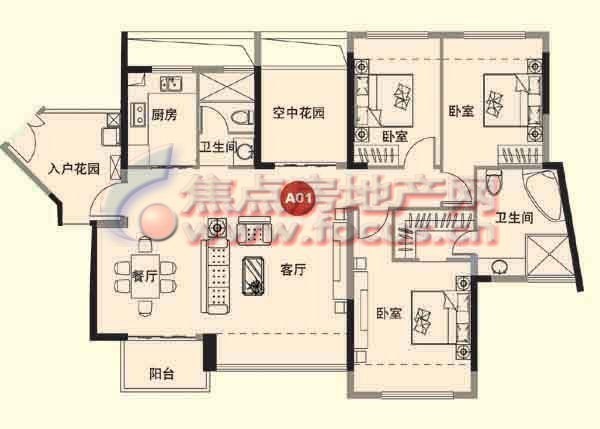 卓达东方巴哈马三期自由港湾  3室2厅2卫   4000.00元/月室内图