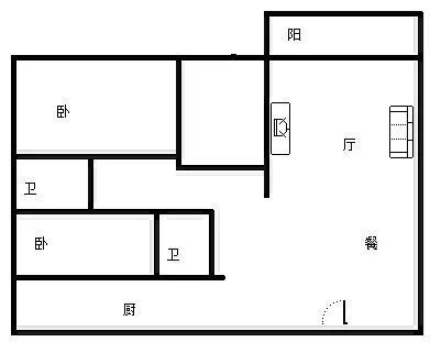 卓达东方巴哈马三期自由港湾  2室1厅1卫   2600.00元/月室内图