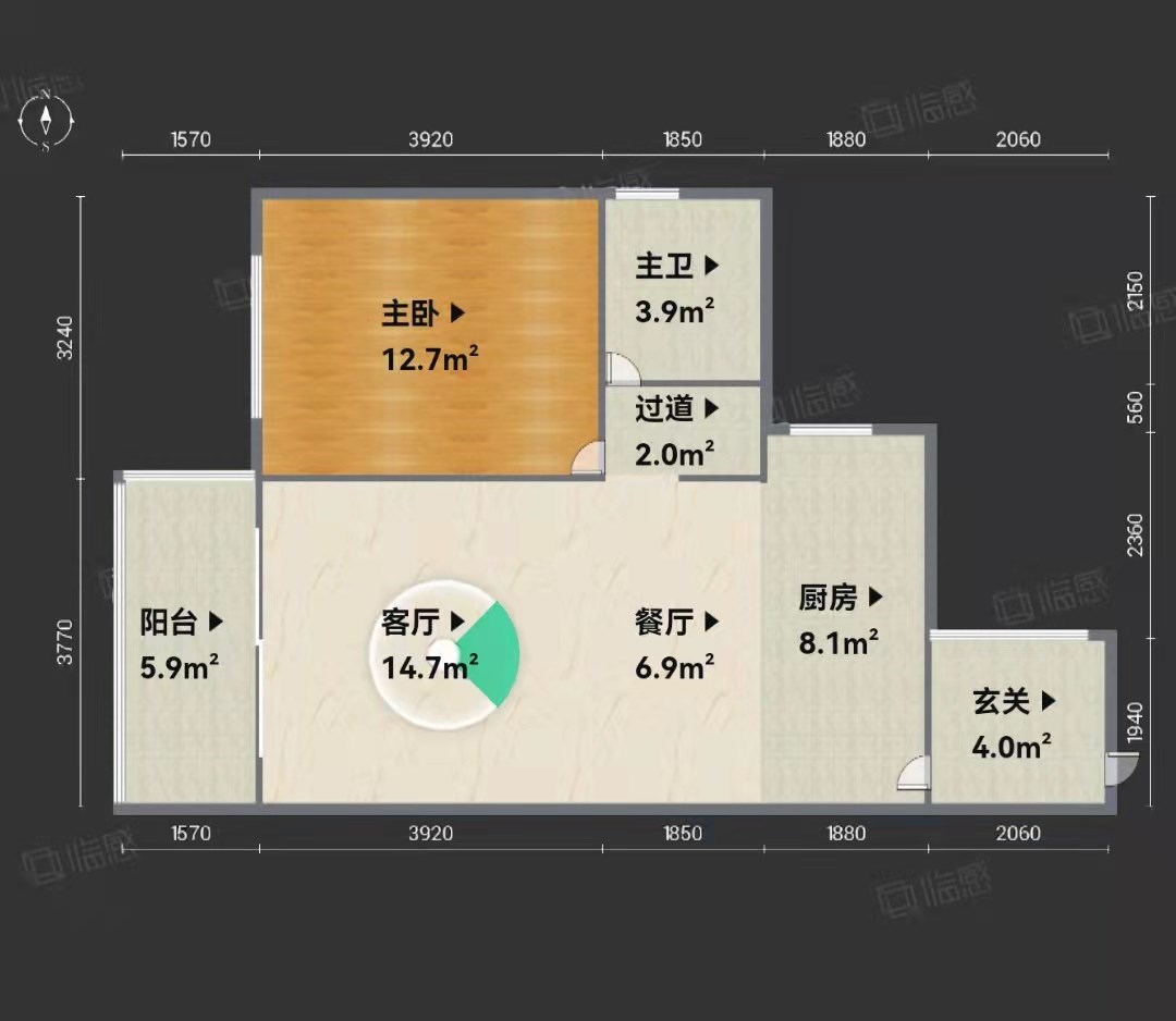 丽冠雅居  1室1厅1卫   230.00万客厅