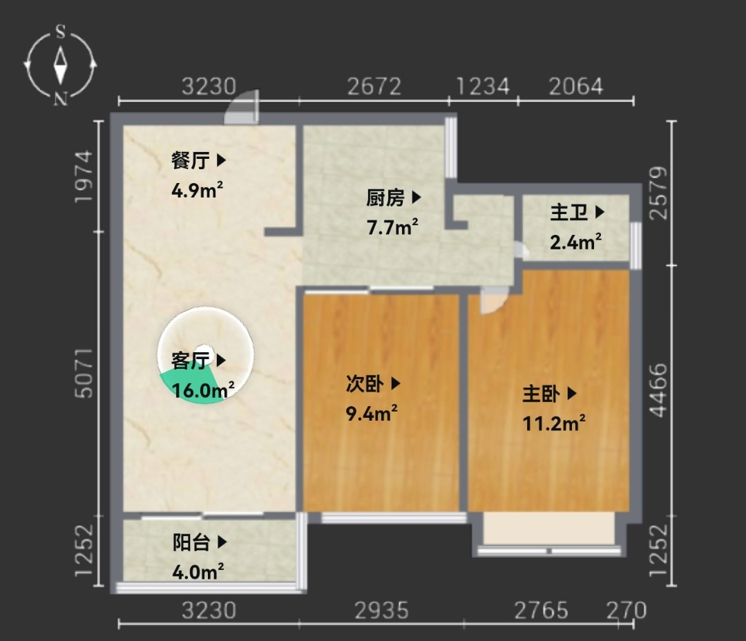 永茂荔枝花园  2室1厅1卫   200.00万客厅