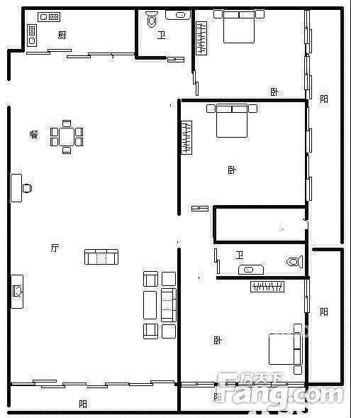 兰海花园三期  3室2厅2卫   6000.00元/月室内图