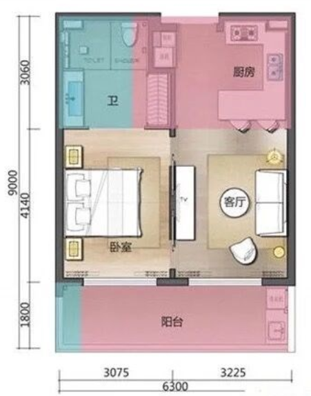 湖光山舍  1室1厅1卫    180.0万客厅