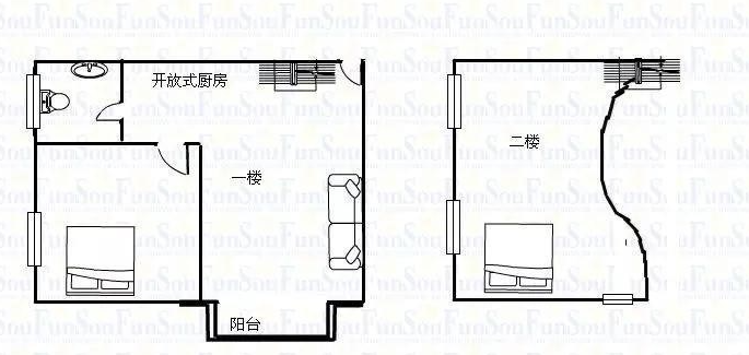 汇丰国际公寓  2室1厅1卫   3000.00元/月室内图