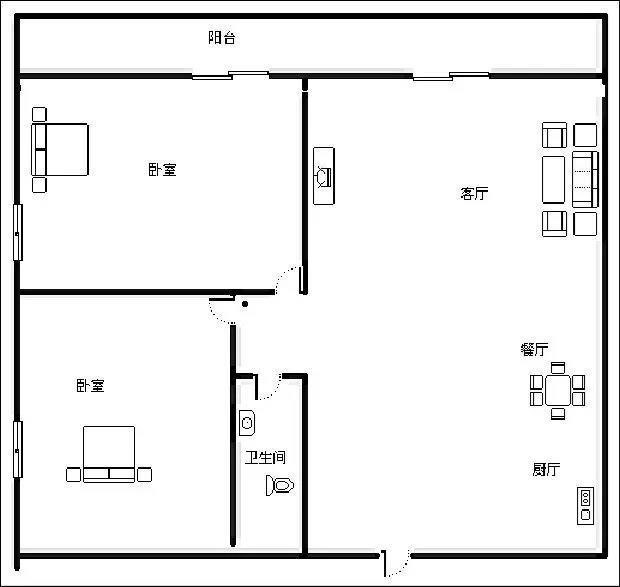 凤凰水城南岸  2室1厅1卫   280.00万客厅