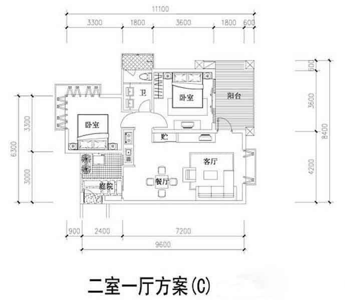 申亚翡翠谷(新)  2室2厅1卫   245.00万客厅