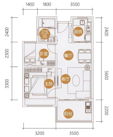 碧桂园齐瓦颂  2室2厅1卫   170.00万客厅