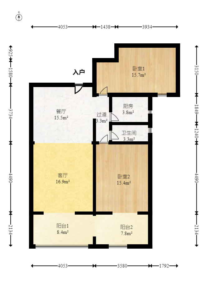 星月绿洲 2室2厅1卫 58.0万 星月绿洲 2室2厅1卫 58.0万户型图