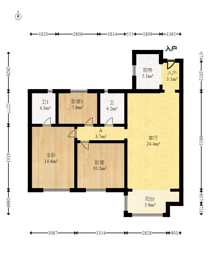 碧桂园翘楚棠 3室2厅2卫 90.8万 碧桂园翘楚棠 3室2厅2卫 90.8万户型图