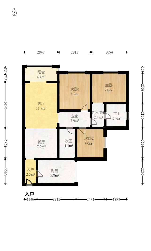 道客和悦坊  3室2厅2卫   151.00万室内图1