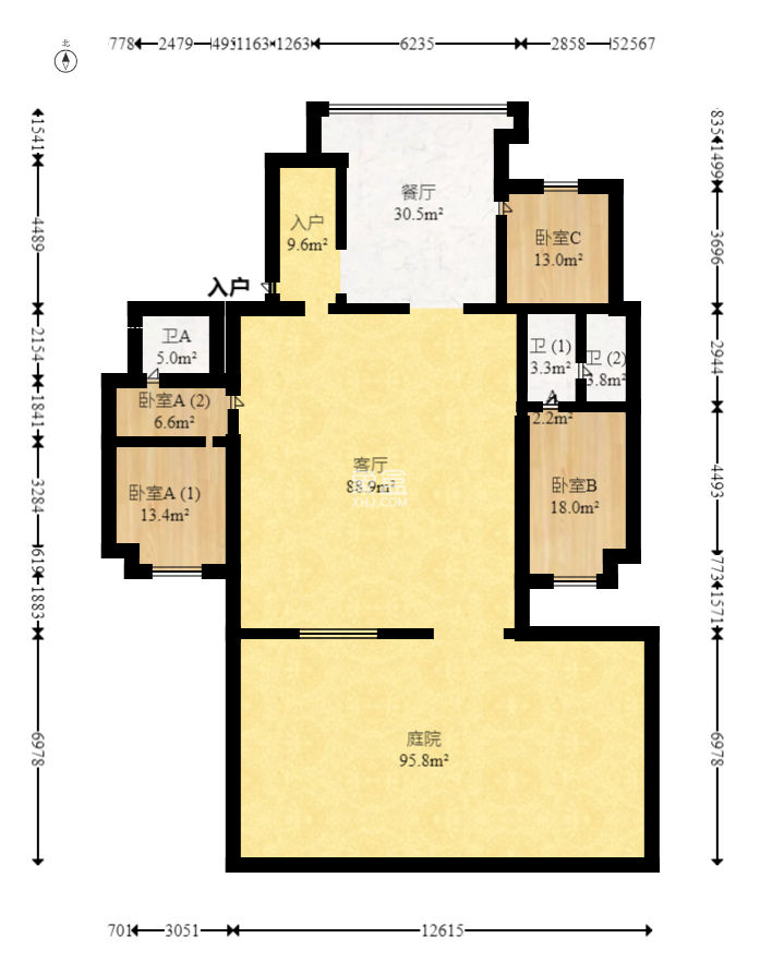 梅溪正荣府  4室2厅2卫   518.00万