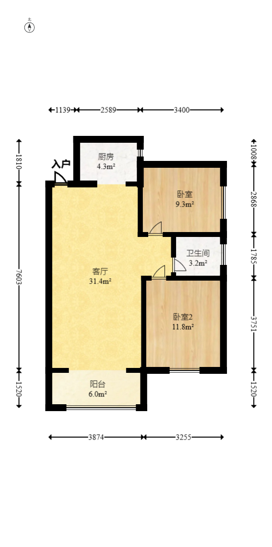 昌和商业中心/昌和国际 2室2厅1卫 49.8万 昌和商业中心/昌和国际 2室2厅1卫 49.8万户型图