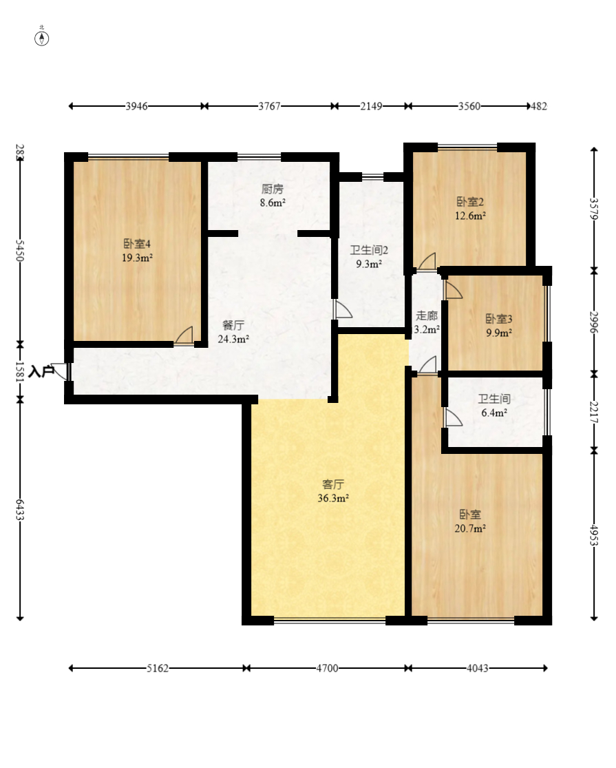 东方美地 4室2厅2卫 102.8万 东方美地 4室2厅2卫 102.8万户型图