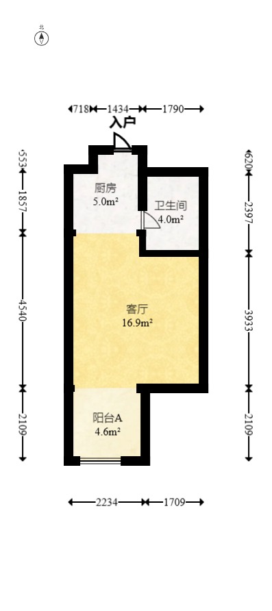 新国际（森和大厦）  1室1厅1卫   58.80万室内图1